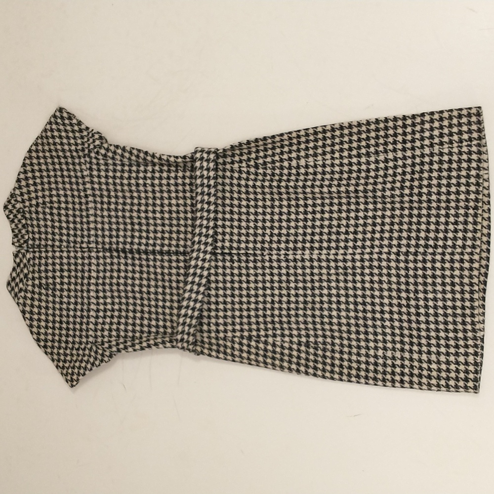 Vintage 60s Wool Dress Houndstooth Check Black & White Classy Midi SeeMeasure - Picture 10 of 16